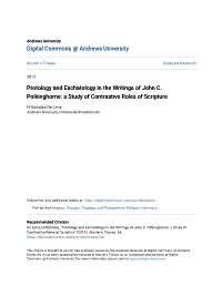 Protology and Eschatology in the Writings of John C. Polkinghorne: a Study of Contrastive Roles of Scripture