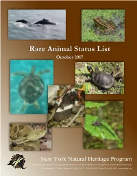 Rare Animal Status List October 2017