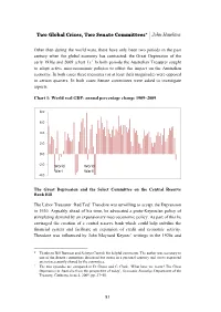 Two Global Crises, Two Senate Committees* John Hawkins