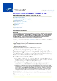 Nanosep® Centrifugal Devices - Protocols for Use Nanosep® Centrifugal Devices - Protocols for Use