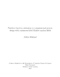 Partition Function Estimation in Computational Protein Design with Continuous-Label Markov Random ﬁelds