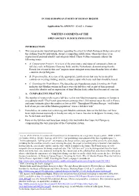 SAS V. France WRITTEN COMMENTS of the OPEN SOCIETY JUSTIC