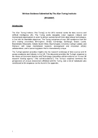 Written Evidence Submitted by the Alan Turing Institute (RFA0087)
