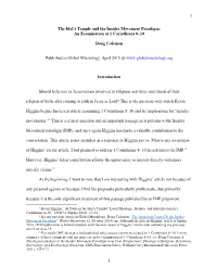 1 the Idol's Temple and the Insider Movement Paradigm: An