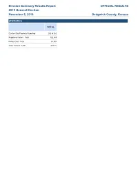 Election Summary Results Report with Write-Ins