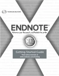 Endnote X3 Getting Started Guide