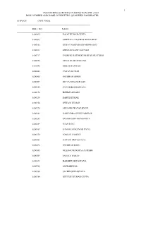 Engineering Services Examination (Pre.) 2021 Roll Number and Name of Written Qualified Candidates