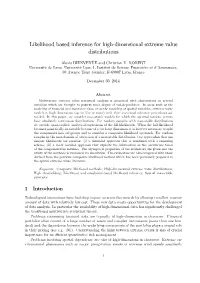Likelihood Based Inference for High-Dimensional Extreme Value Distributions
