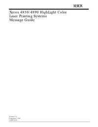 Xerox 4850/4890 Highlight Color Laser Printing Systems Messages