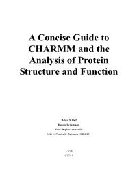 A Concise Guide to CHARMM and the Analysis of Protein Structure and Function