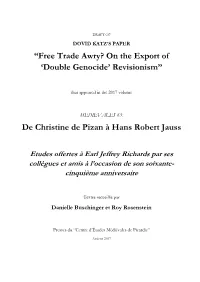 Free Trade Awry? on the Export of 'Double Genocide' Revisionism