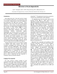 Mimickers of Acute Appendicitis