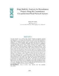 Slope Stability Analysis for Remediation Project Along the Catanduanes Circumferential Road Network System