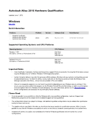 Autodesk Alias 2016 Hardware Qualification