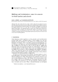 Bullying and Victimization: Cause for Concern for Both Families and Schools