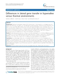 Differences in Lateral Gene Transfer in Hypersaline Versus Thermal Environments Matthew E Rhodes1*, John R Spear2, Aharon Oren3 and Christopher H House1
