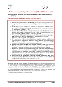 (CPE) in HSE Acute Hospitals in Ireland Monthly Report
