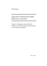 Impact of Changes to Service Delivery Models on the Administration and Running of Government Programs