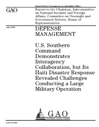 US Southern Command Demonstrates Interagency Collaboration, but Its
