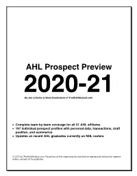 AHL Prospect Preview 2020-21 by Jon Litterine & Steve Kournianos of Thedraftanalyst.Com