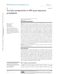 Current Perspectives in HIV Post-Exposure Prophylaxis