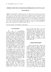 Interface Friction of Smooth Geomembranes and Ottawa Sand