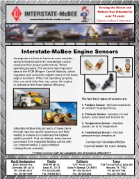 Interstate-Mcbee Engine Sensors As Engines Continue to Become More Complex, Sensors Have Become an Increasingly Crucial Component for Proper Performance