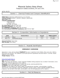 Material Safety Data Sheet Potassium Iodide Solutions, 5% and 10%