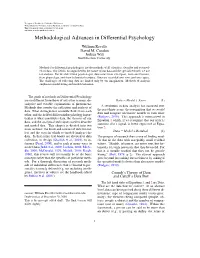 Methodological Advances in Differential Psychology