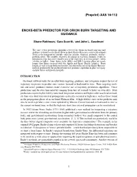 (Preprint) AAS 16-112 ENCKE-BETA PREDICTOR for ORION BURN