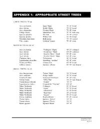 Appendix 1: Appropriate Street Trees