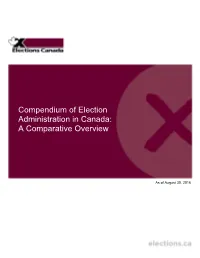 Compendium of Election Administration in Canada: a Comparative Overview
