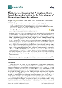 Matrix-Induced Sugaring-Out: a Simple and Rapid Sample Preparation Method for the Determination of Neonicotinoid Pesticides in Honey