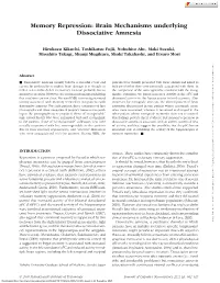 Memory Repression: Brain Mechanisms Underlying Dissociative Amnesia