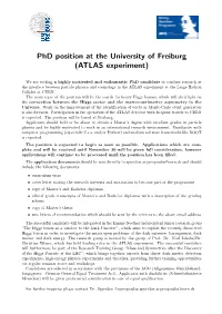 Phd Position at the University of Freiburg (ATLAS Experiment)