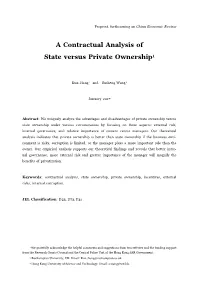A Contractual Analysis of State Versus Private Ownership1