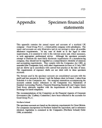 Appendix Specimen Financial Statements