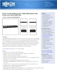 8-Port 1U Rack-Mount DVI / USB KVM Switch with Audio and 2-Port USB