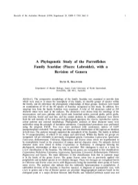 A Phylogenetic Study of the Parrotfishes Family Scaridae (Pisces: Labroidei), with a Revision of Genera