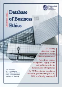 DATABASE of BUSINESS ETHICS 1 Universiteit Leiden