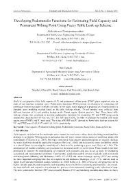 Developing Pedotransfer Functions for Estimating Field Capacity and Permanent Wilting Point Using Fuzzy Table Look-Up Scheme