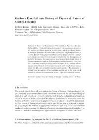 Galileo's Free Fall Into History of Physics & Nature of Science Teaching