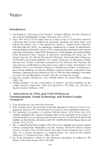 Introduction 1 Innovations in 1920S and 1930S Hollywood