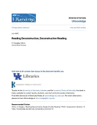 Reading Deconstruction, Deconstructive Reading