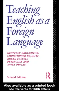 Teaching English As a Foreign Language Routledge Education Books
