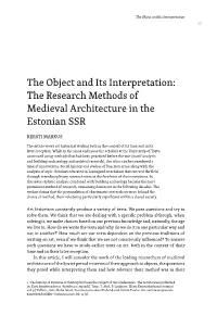 The Research Methods of Medieval Architecture in the Estonian SSR