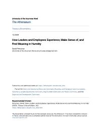 How Leaders and Employees Experience, Make Sense Of, and Find Meaning in Humility