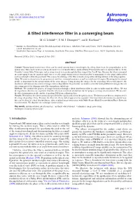 A Tilted Interference Filter in a Converging Beam