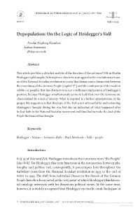 Depopulation: on the Logic of Heidegger's Volk