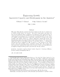 Engineering Growth: Innovative Capacity and Development in the Americas∗
